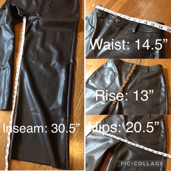 NWT Faux leather High waist wide leg pants Dark brown size M - Picture 16 of 16